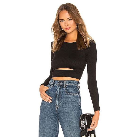 Lovers + Friends Clea Ribbed Long Sleeve Crop Top - Picture 1 of 6